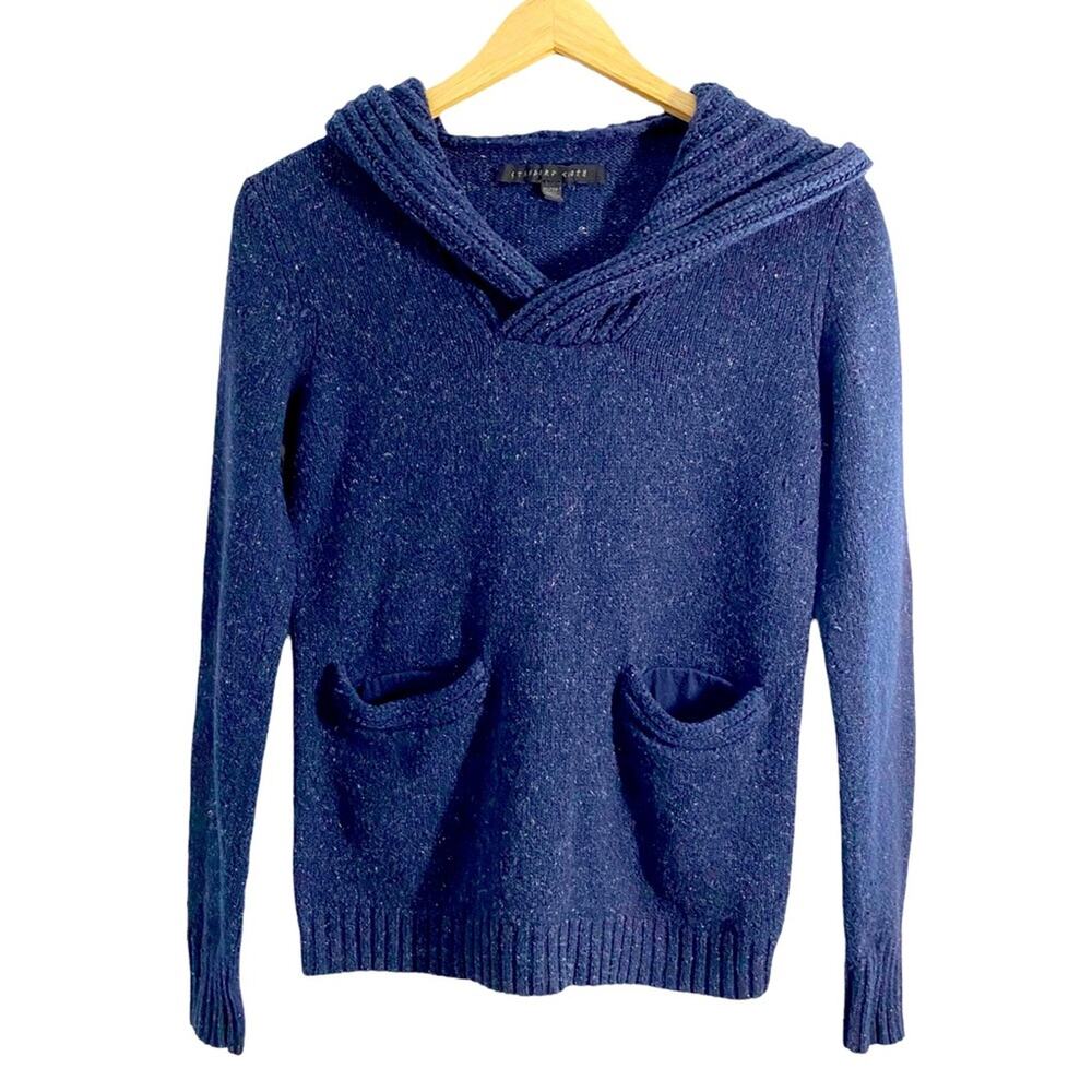 Standard Cloth Men’s Linen/Wool Blend Blue Hooded Sweater, XS